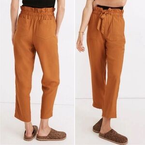 Madewell Dunaway Paperbag Flowy Belted Pants Copper Penny High Rise Cropped Sz S